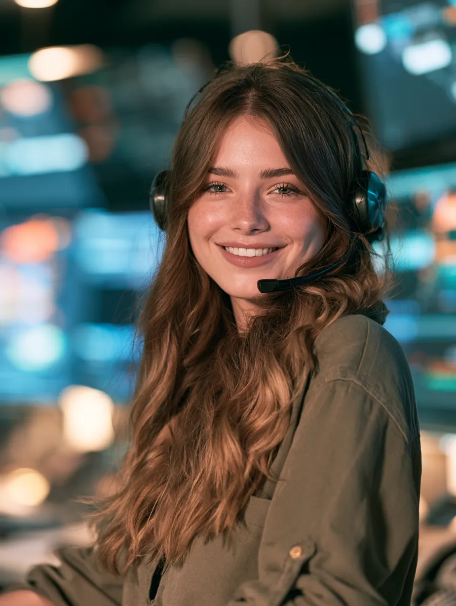 Friendly American support agent with a headset smiling while answering OnePay Later questions